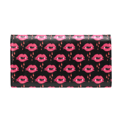 Vampire Lips Print Design LKS303 Women's Trifold Wallet