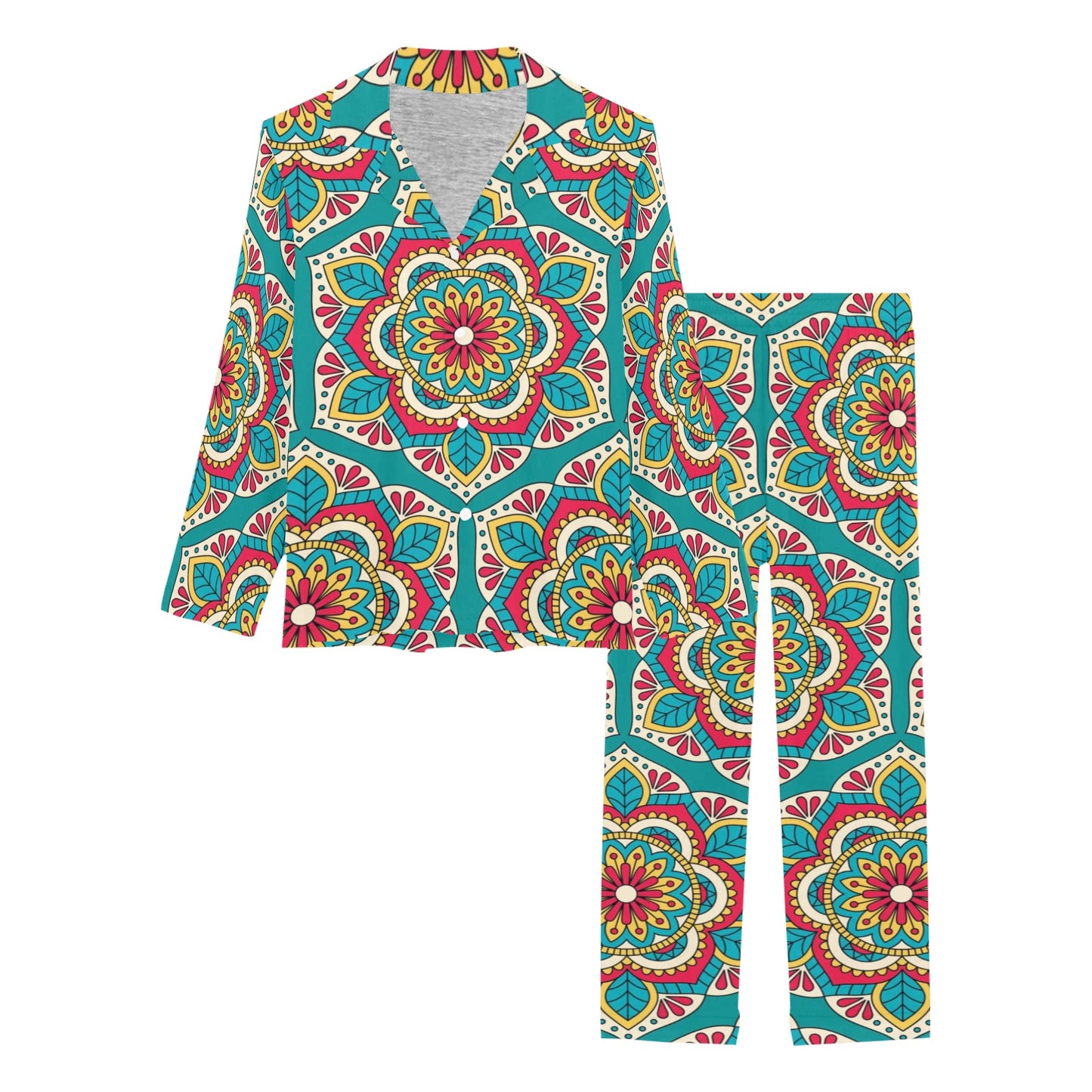Mandala Pattern Print Design 03 Women's Long Pajama Set