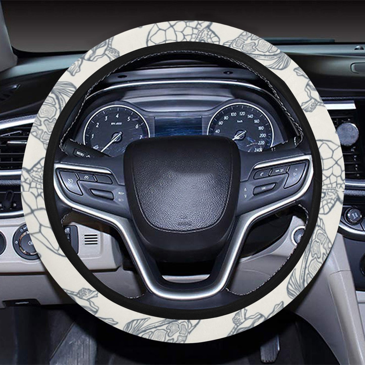 Sea Turtle Print Design LKS304 Steering Wheel Cover with Elastic Edge