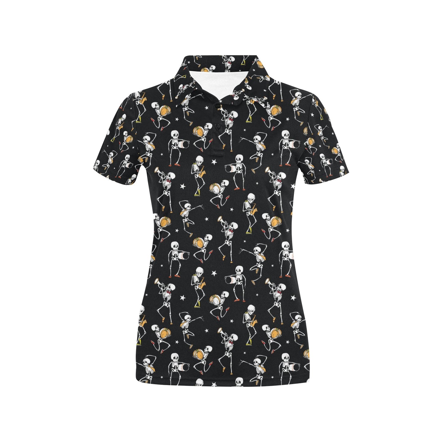 Skeleton Dance Print Women's Polo Shirt