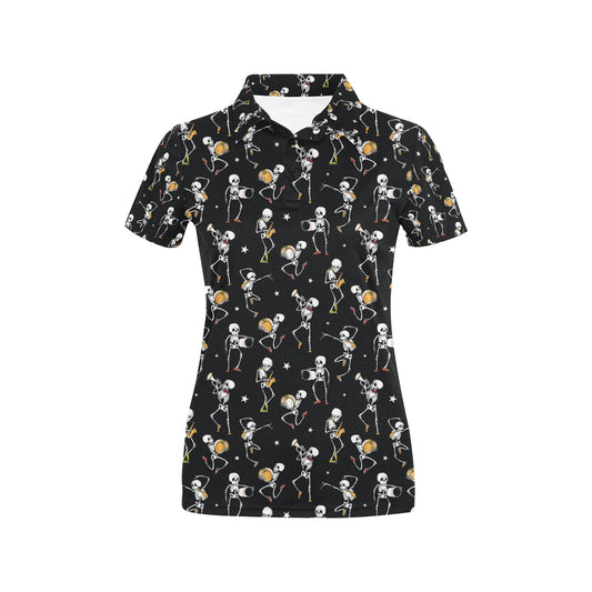Skeleton Dance Print Women's Polo Shirt