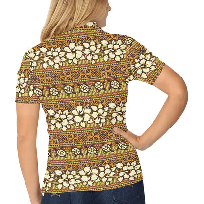 Hawaiian Themed Pattern Print Design H015 Women's Polo Shirt