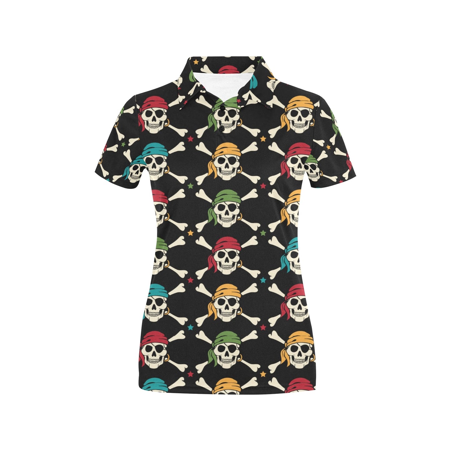 Pirate Pattern Print Design A01 Women's Polo Shirt