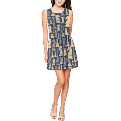 Chess Pattern Print Design 04 Sleeveless Dress