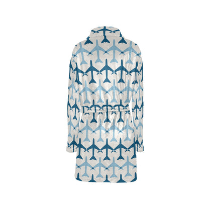 Airplane Pattern Print Design 04 Women's Fleece Robe