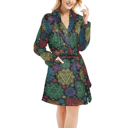 Chakra Mandala Print Pattern Women's Fleece Robe