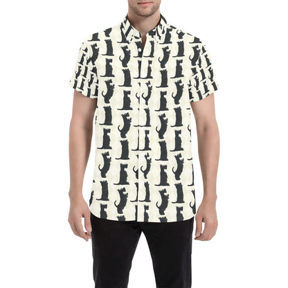 Scottish Terriers Print Design LKS309 Men Short Sleeve Button Up Shirt