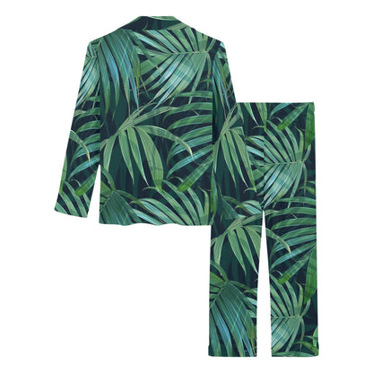 Tropical Flower Pattern Print Design TF011 Women's Long Pajama Set