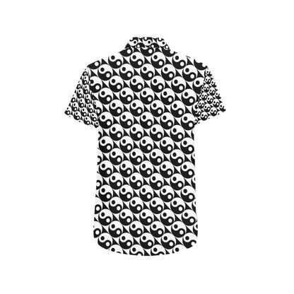 Yin Yang Print Design LKS304 Men Short Sleeve Button Up Shirt