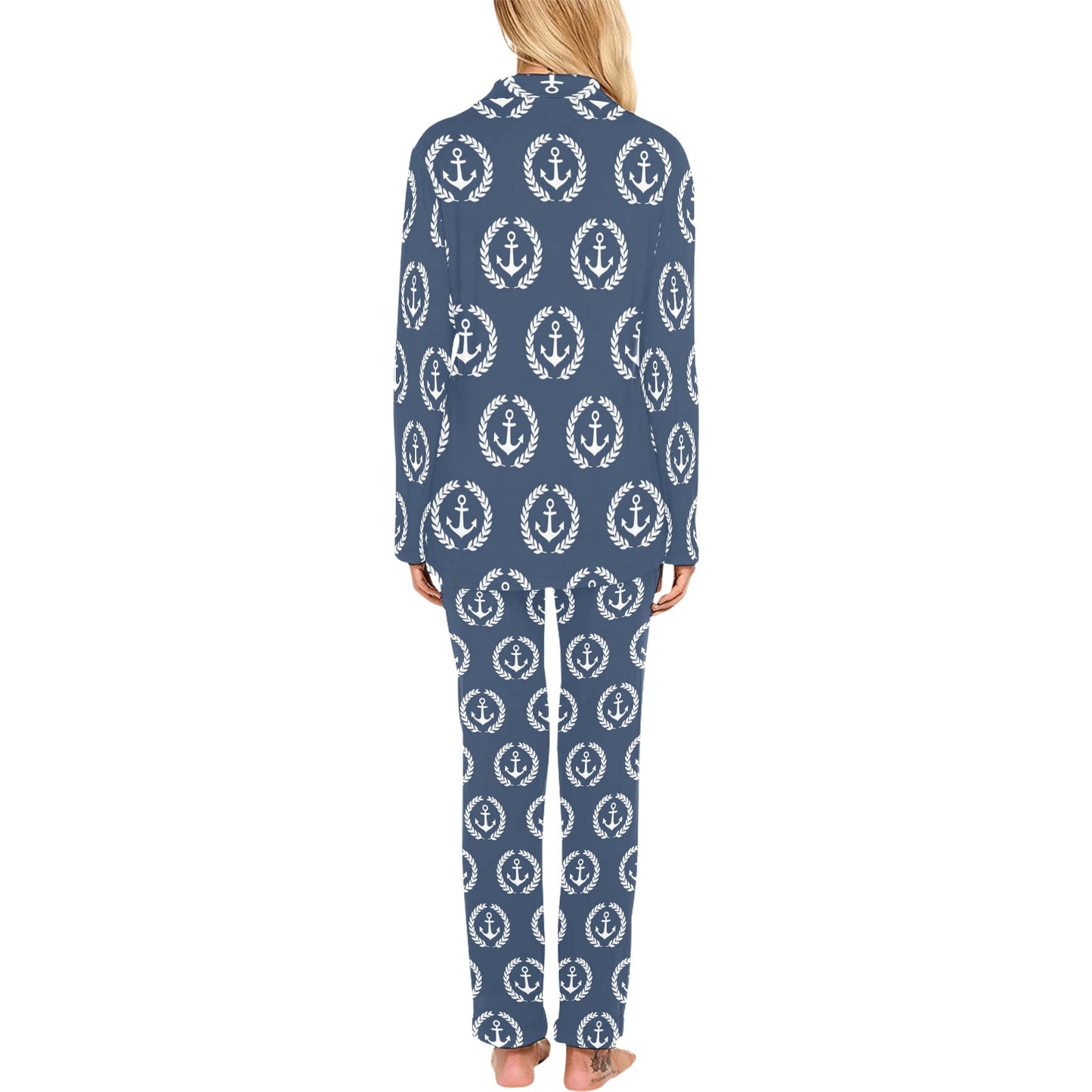 Anchor Pattern Print Design 04 Women's Long Pajama Set