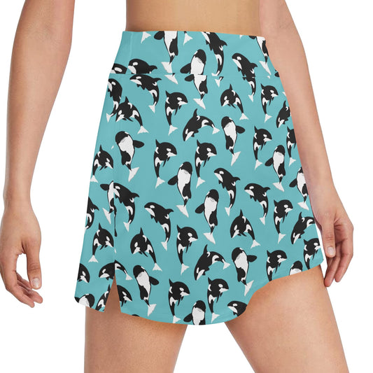 Whale Action Design Themed Print 17" Golf & Pickleball Skort with Pockets