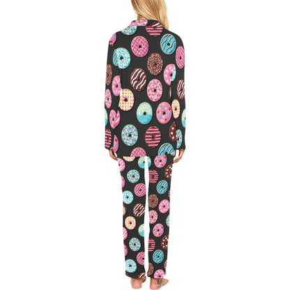 Donut Pattern Print Design DN02 Women's Long Pajama Set