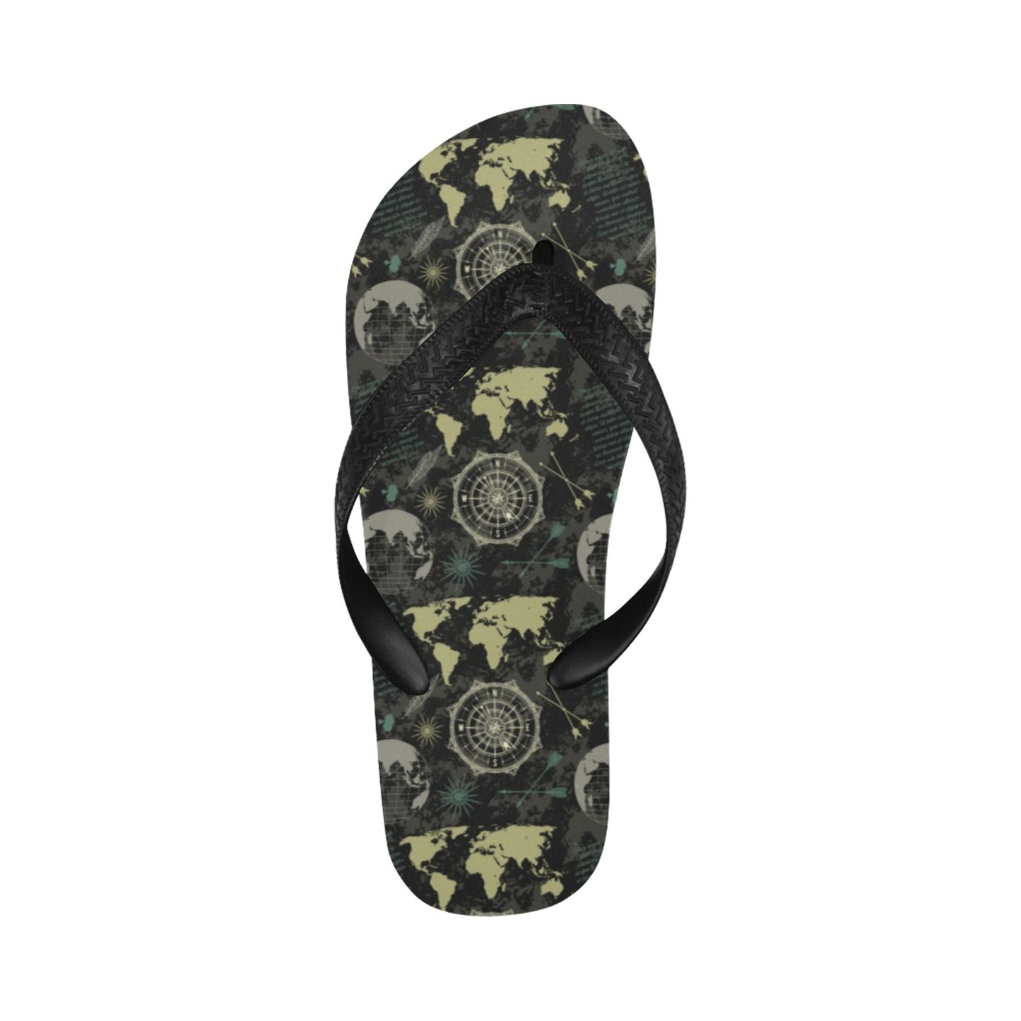 World Map Print Design LKS303 Flip Flops