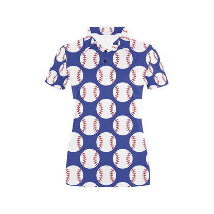 Baseball Blue Background Women's Polo Shirt