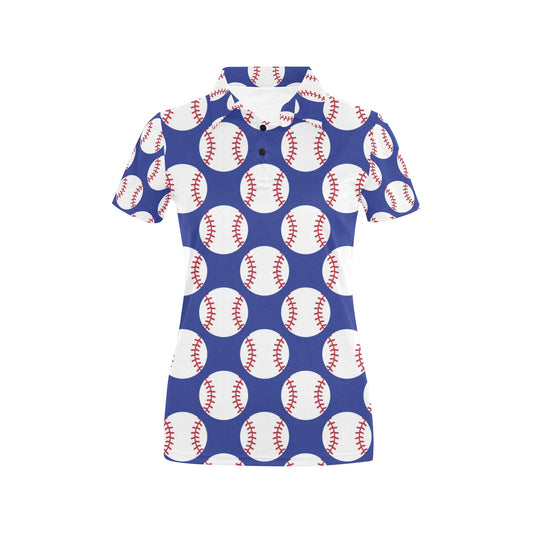 Baseball Blue Background Women's Polo Shirt