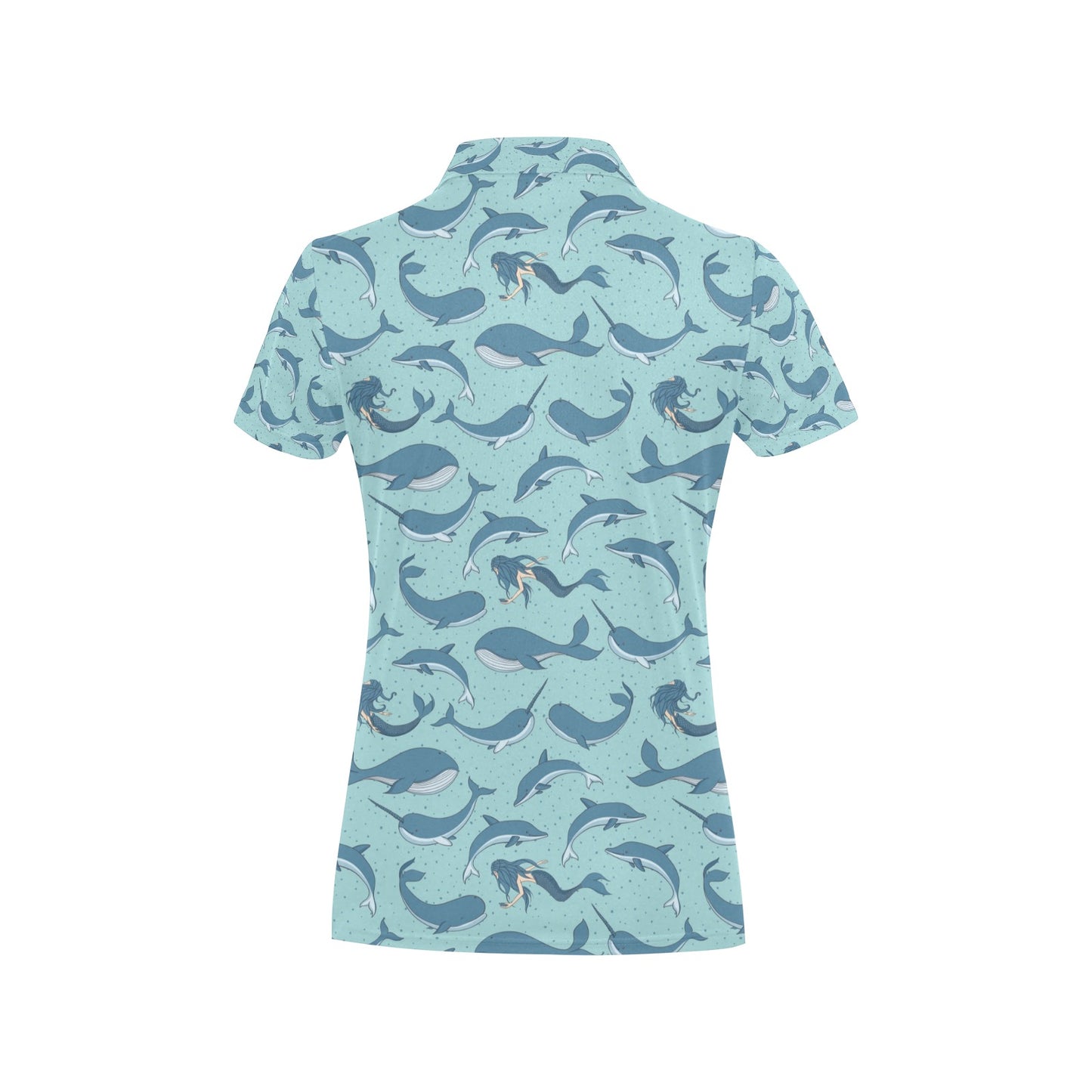 Narwhal Themed Print Women's Polo Shirt