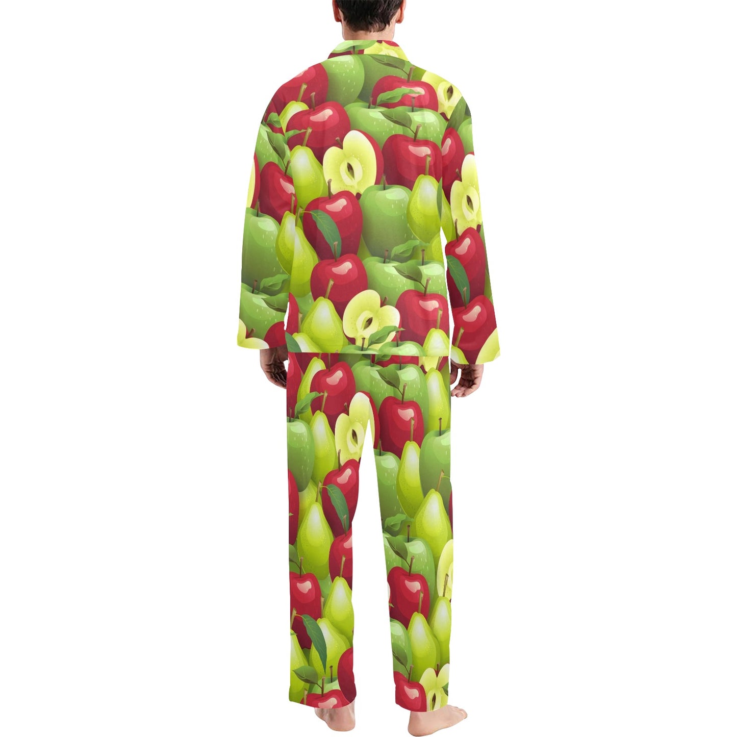 Apple Pattern Print Design AP03 Men's Long Pajama Set