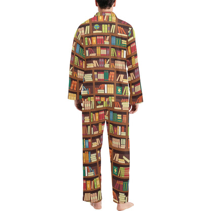 Book Pattern Print Design 06 Men's Long Pajama Set