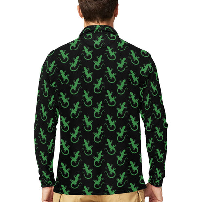 lizard Print Design LKS401 Long Sleeve Polo Shirt For Men's