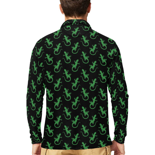 lizard Print Design LKS401 Long Sleeve Polo Shirt For Men's