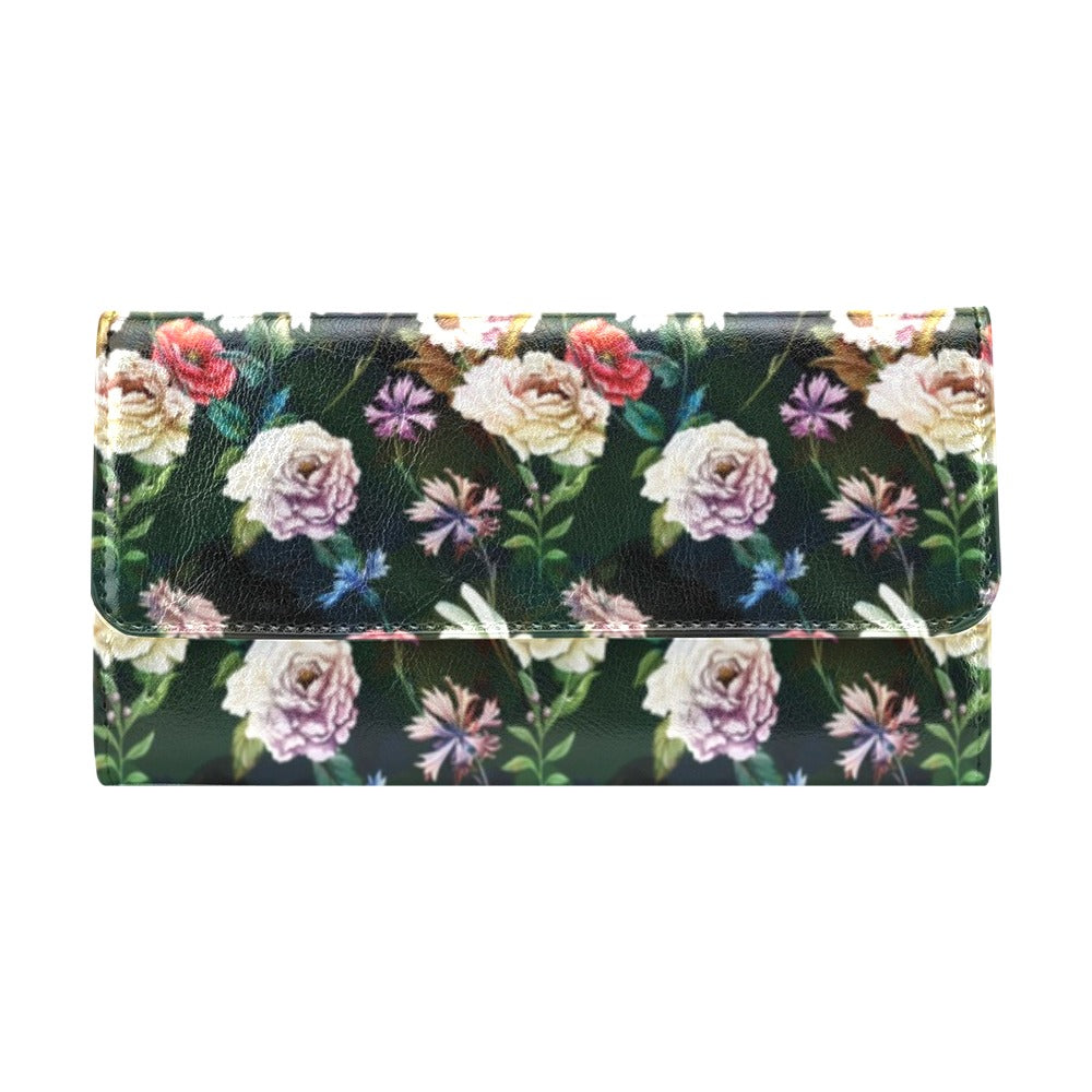 Summer Floral Print Design LKS303 Women's Trifold Wallet