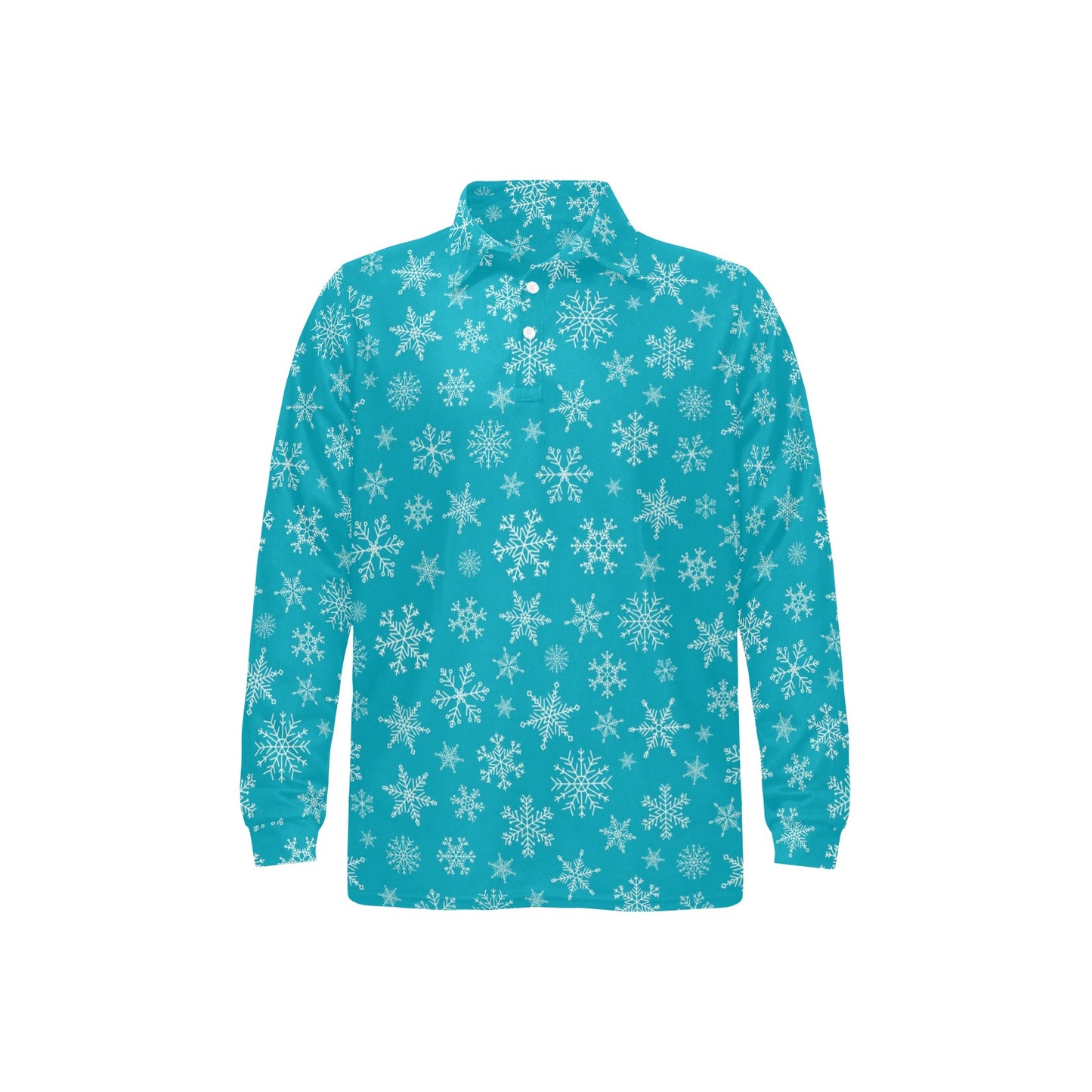 Snowflake Print Design LKS304 Long Sleeve Polo Shirt For Men's