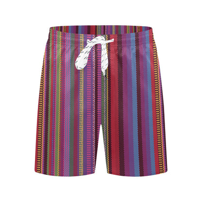 Serape Stripe Print Men's Swim Trunks Beach Shorts