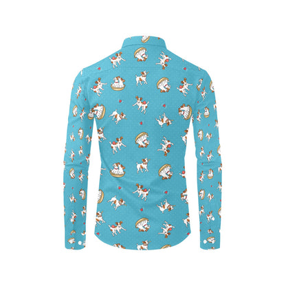 Russell Terriers Playing Print Design LKS305 Men's Long Sleeve Dress Shirt