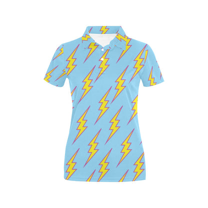 Lightning Thunder Pattern Print Design 02 Women's Polo Shirt
