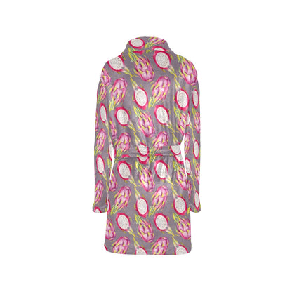 Dragonfruit Pattern Print Design DF03 Women's Fleece Robe