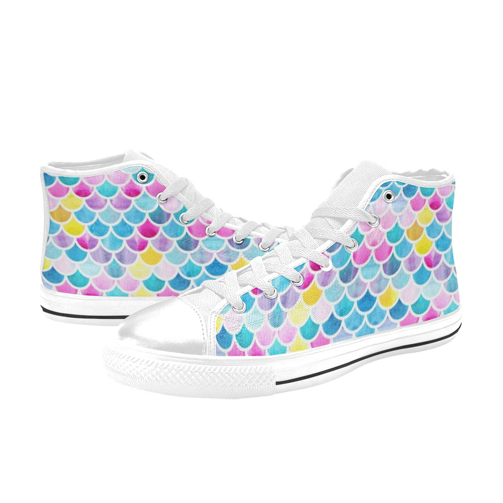 Scales Print Design LKS402 Men's High Top Canvas Shoes