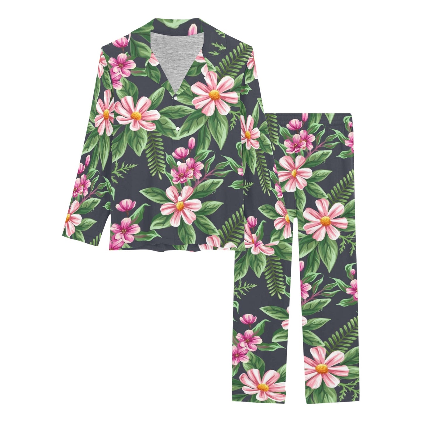 Summer Floral Pattern Print Design SF010 Women's Long Pajama Set