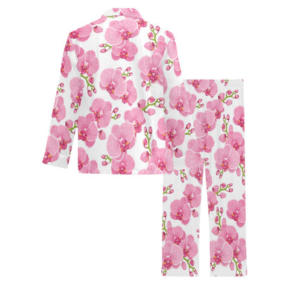 Orchid Pink Pattern Print Design OR07 Men's Long Pajama Set