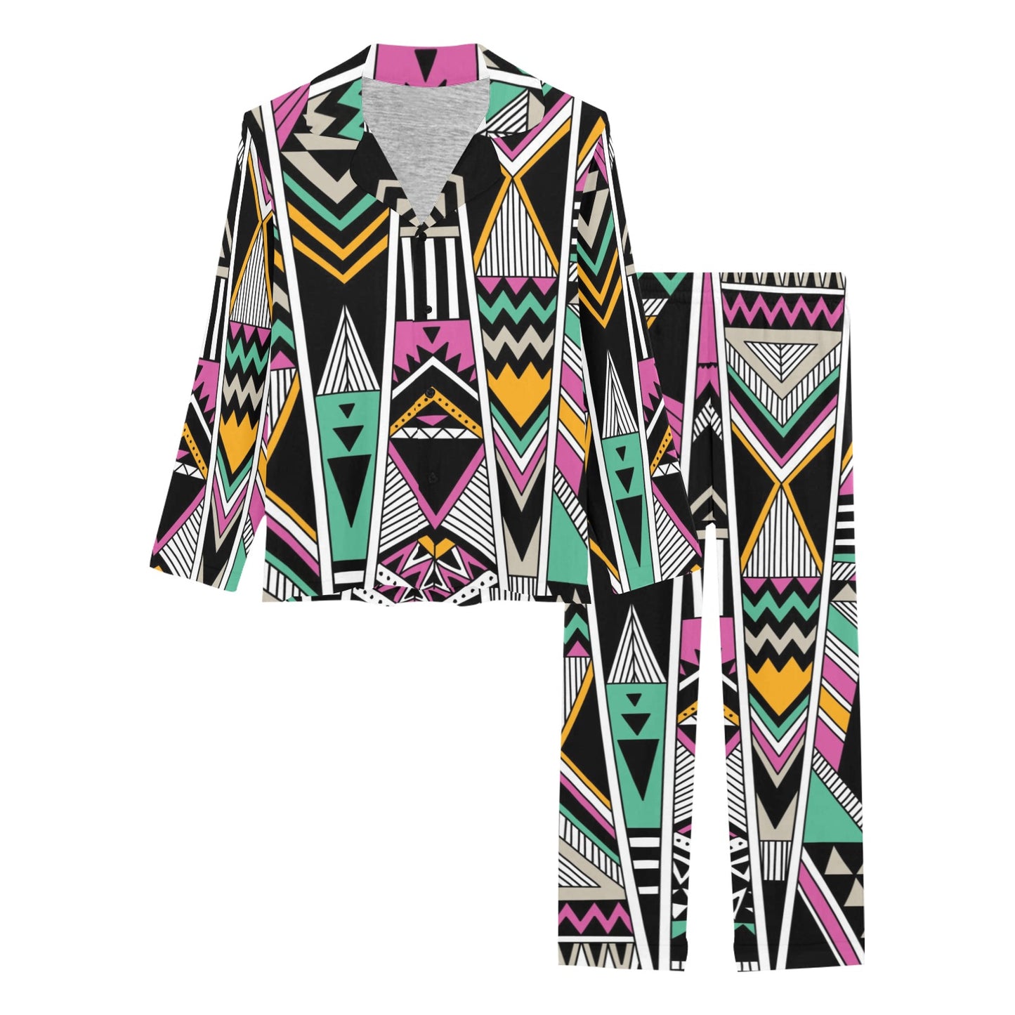 Tribal Aztec Triangle Women's Long Pajama Set