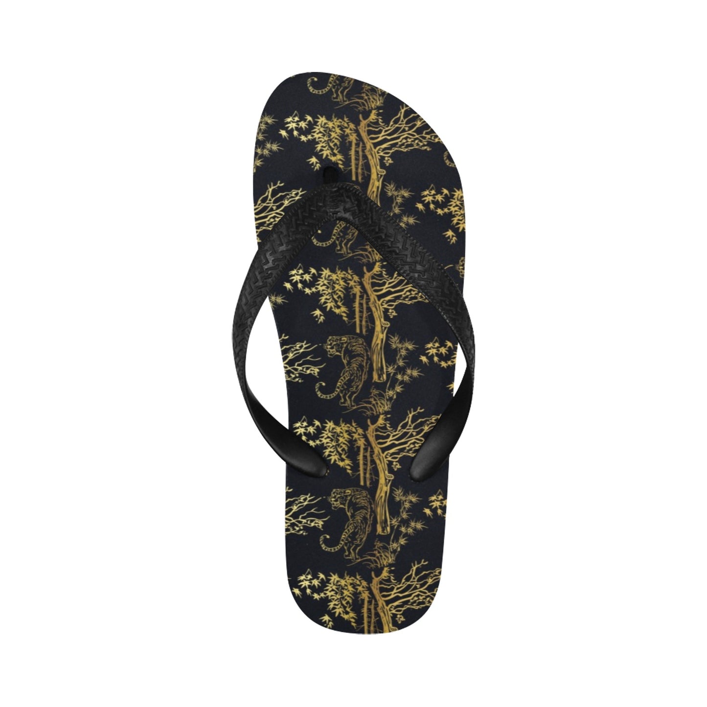 Tiger Gold Print Design LKS307 Flip Flops