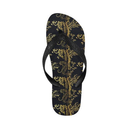 Tiger Gold Print Design LKS307 Flip Flops