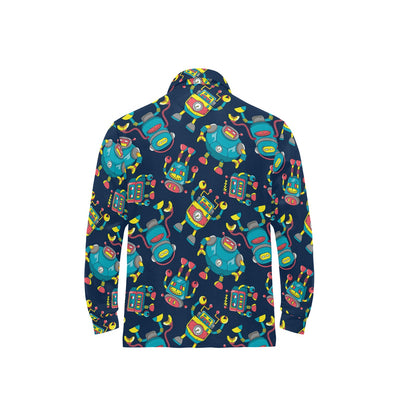 Robot Pattern Print Design A05 Long Sleeve Polo Shirt For Men's