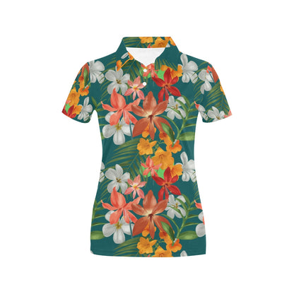 Amaryllis Pattern Print Design AL06 Women's Polo Shirt