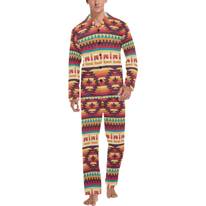 Tribal Aztec Vintage Men's Long Pajama Set