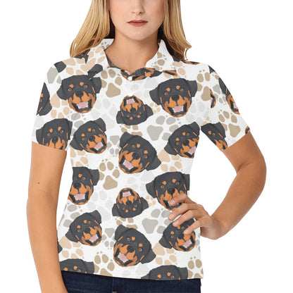 Rottweiler Pattern Print Design A03 Women's Polo Shirt