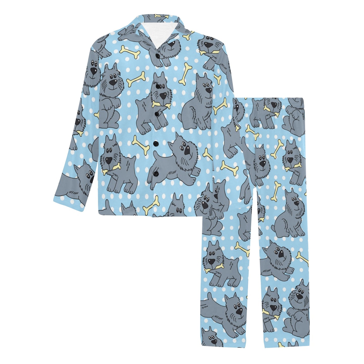 Schnauzers Pattern Print Design A02 Men's Long Pajama Set