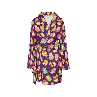Cupcake Pattern Print Design 05 Women's Fleece Robe