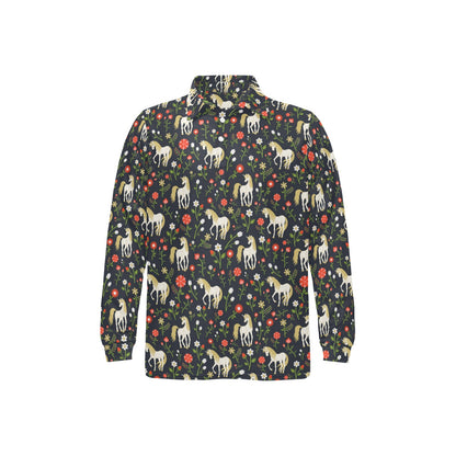 Unicorn Print Design LKS301 Long Sleeve Polo Shirt For Men's