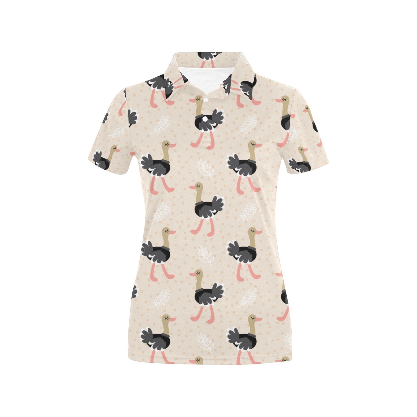Ostrich Pattern Print Design 02 Women's Polo Shirt