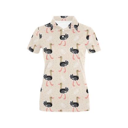 Ostrich Pattern Print Design 02 Women's Polo Shirt