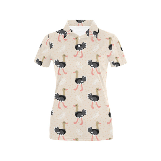 Ostrich Pattern Print Design 02 Women's Polo Shirt