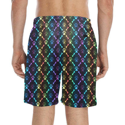 Paw Rainbow Print Men's Swim Trunks Beach Shorts