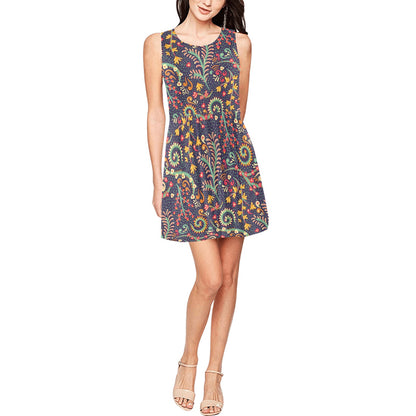 Bohemian Pattern Print Design 08 Sleeveless Dress