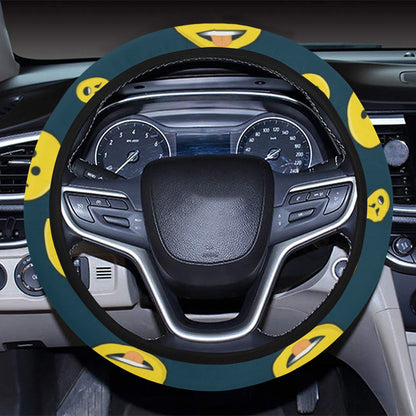 Smiley Face Emoji Print Design LKS301 Steering Wheel Cover with Elastic Edge