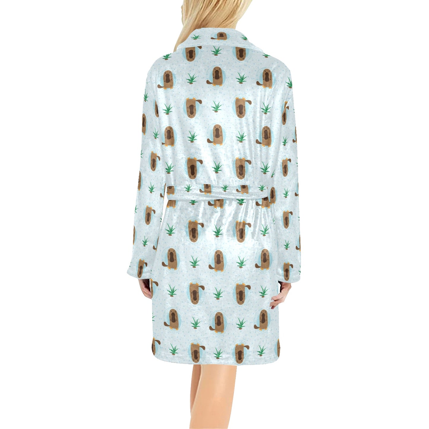 Platypus Pattern Print Design A04 Women's Fleece Robe